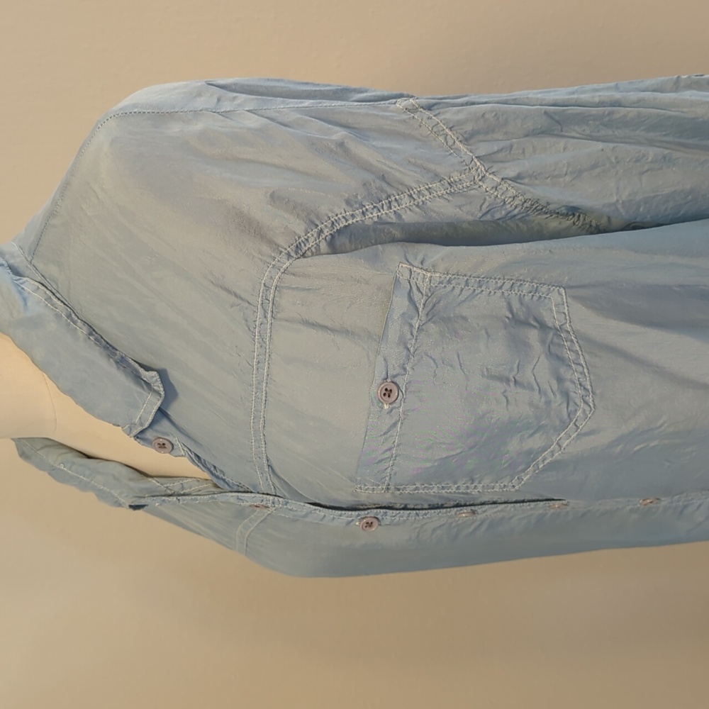 Pale blue oversized shirt in 100% silk - Picture 3 of 7